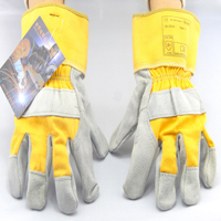 威特仕10-2209劳保手套牛二层A级颈皮款防护手套 耐磨