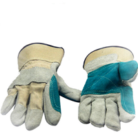 赛立特S96112劳保手套本色牛层手掌绿色非一次性手套防护